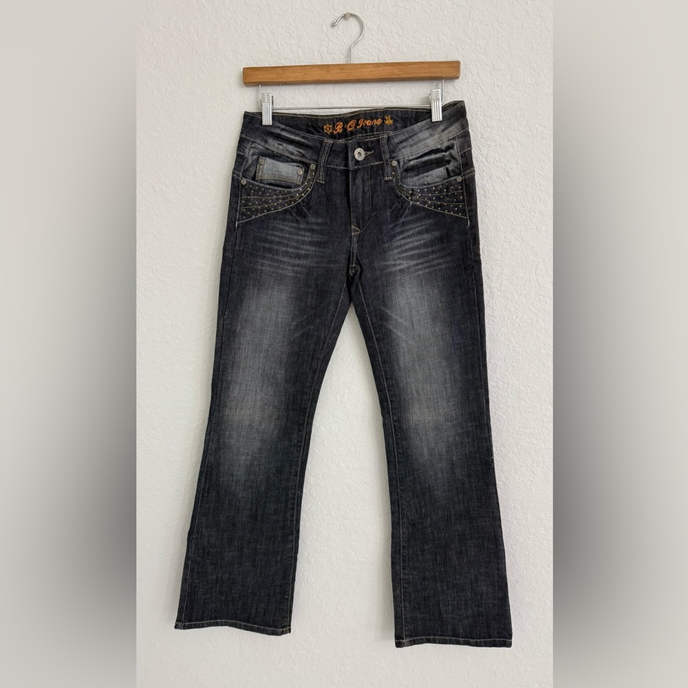B-Q Jeans Rhinestone Pockets Women's Low Rise Bootcut Denim Size 5/6 (29x30)